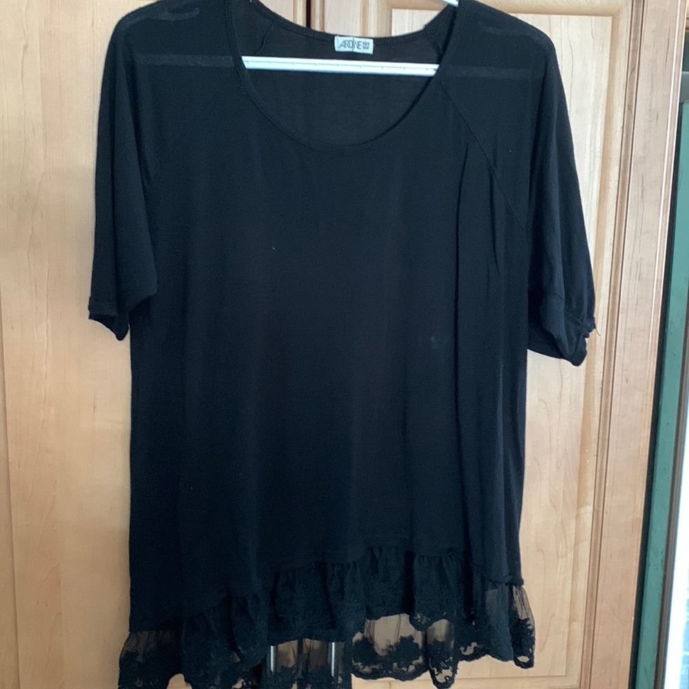 Black Lace trim top ladies XS/S